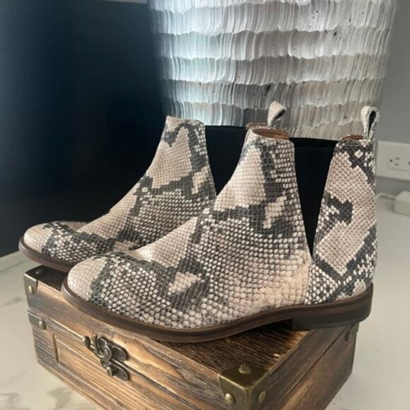 Lucky Brand Haylia Snake Print Pull-On Leather Booties - Picture 2 of 9